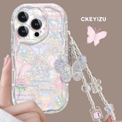 蝴蝶花园oppoReno14pro新款手机壳reno13/12/11/10奶油纹findx8/7硅胶软壳a2/a3x女a58链条k12全包防摔保护套