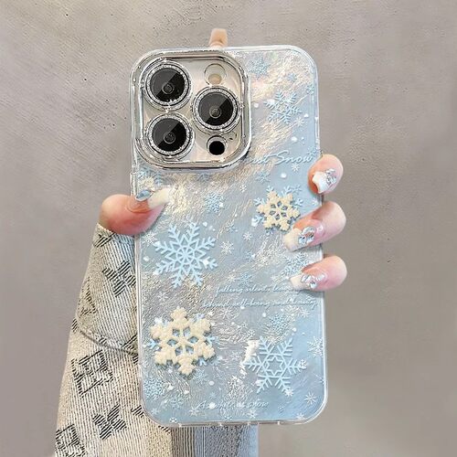 冬季雪花冰川纹适用小米17pro手机壳小米15/14/13新款简约civi3小众红米k90/k80女款note15/14防摔全包保护套