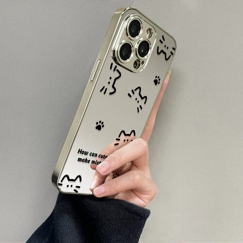 猫咪表情适用opporeno16pro手机壳reno15/14新款女findx9卡通A6简约K13TURBO镜面ACE6全包真我GT7防摔保护套