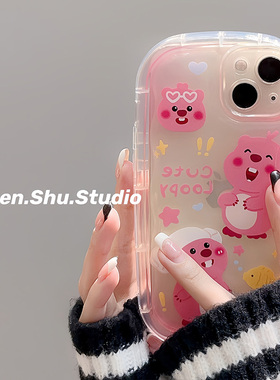 loopy露比小海狸适用苹果17手机壳iphone16promax透明气囊硅胶15日韩13创意14个性女xsmax卡通高级xr/x保护套