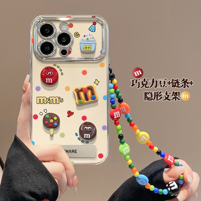 彩色立体M豆适用小米15pro手机壳小米14/13/12女新款大视窗红米k80/k70电镀硅胶k60创意卡通note14防摔保护套