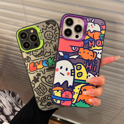 卡通ins涂鸦动物opporeno15c手机壳reno14/13/12新款findx9pro /x8s硬壳a6gt磨砂k13男女款ace6情侣a72保护套