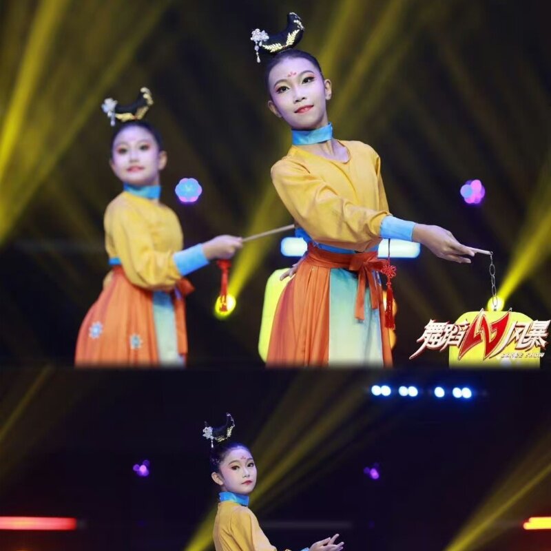 女子群舞家乡月舞蹈服古典舞演出服汉服襦裙中国风飘逸女灯笼头饰