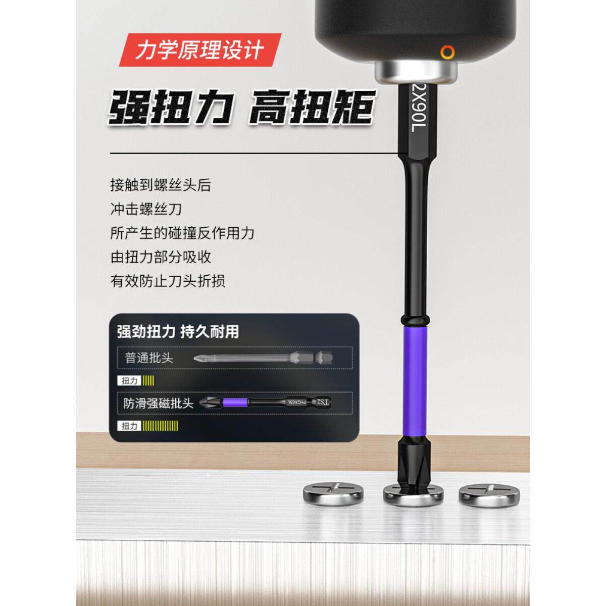 德国工艺钻头头钨高强磁加长钢防滑动螺丝刀防滑抗冲电手钻硬度十