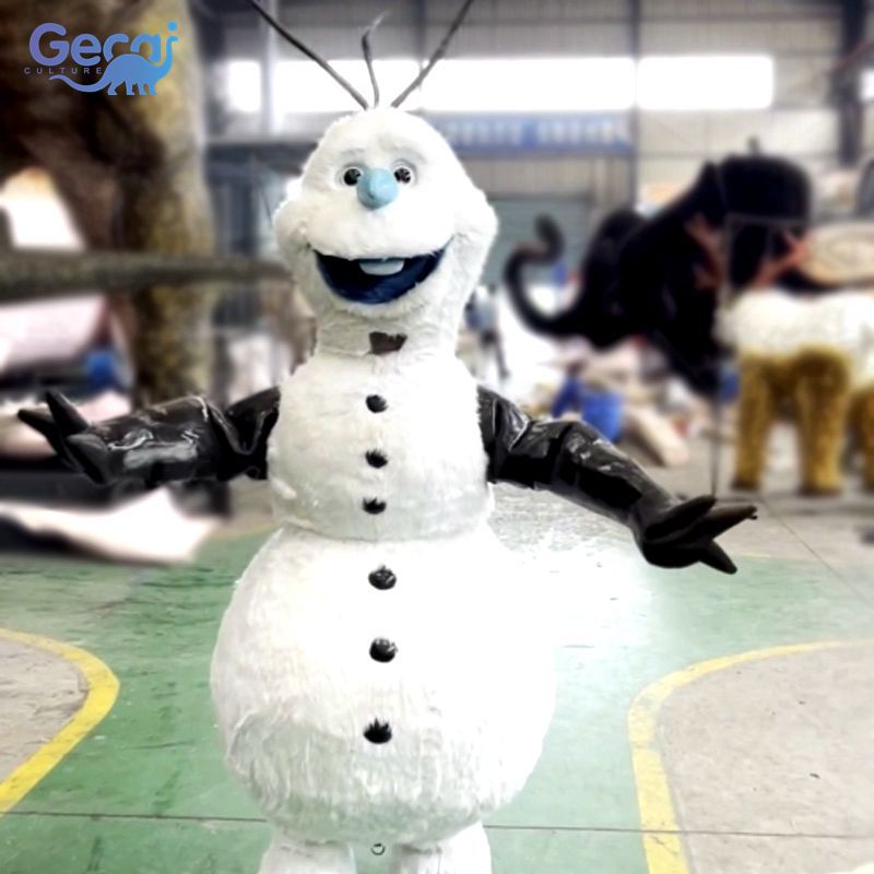 圣诞节仿真雪人皮套主题公园游乐场动物人物模型穿戴表演服厂家