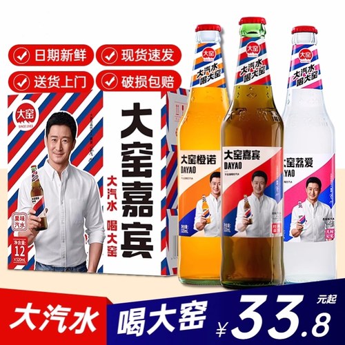 整箱装玻璃瓶大窑汽水整箱大窑嘉宾饮料大窖汽水大尧汽水儿时