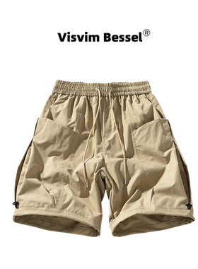 VISVIM BESSEL短裤男士夏天薄款冰丝速干五分裤宽松大码运动裤子