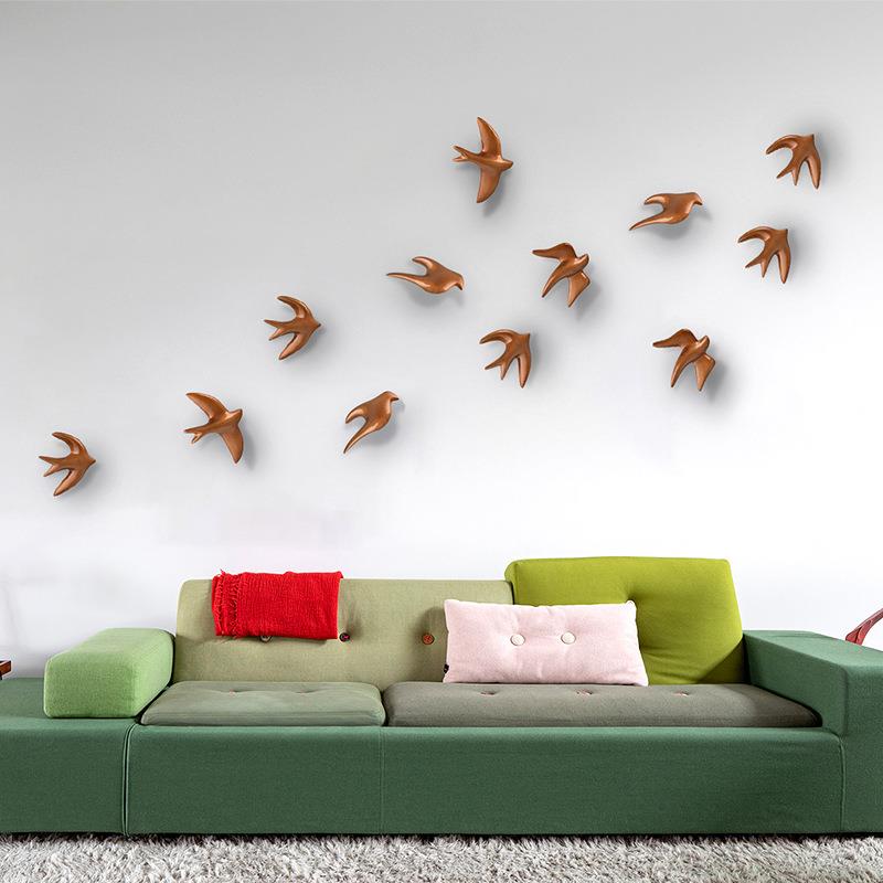 简约立体壁挂简约挂件背景墙面装饰品树脂小鸟壁饰创意客厅壁挂饰