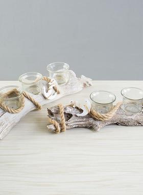 树脂仿腐木创意烛台 地中海风格家居蜡烛杯蜡烛台浪漫生日摆件