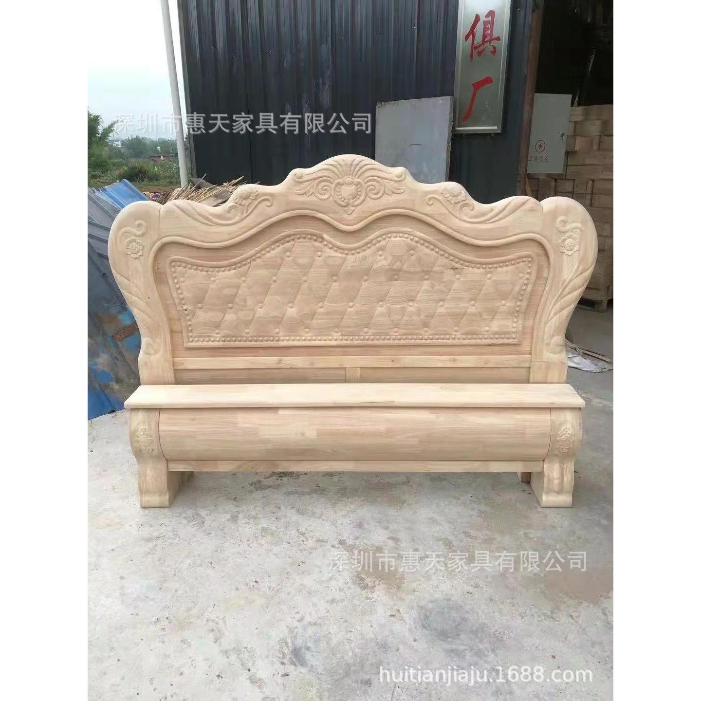 1.8米雕花大款欧式实木床白茬泰国进口橡胶木欧式床白胚 实木家具