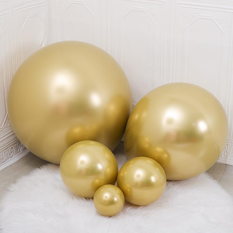 36寸金属气球18寸生日节日派对装饰加厚大号铬金色圆形地爆气球