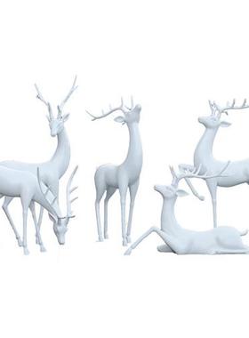 抽象几何梅花鹿雕塑户外售楼处公园林景观草地玻璃钢装饰小品摆件
