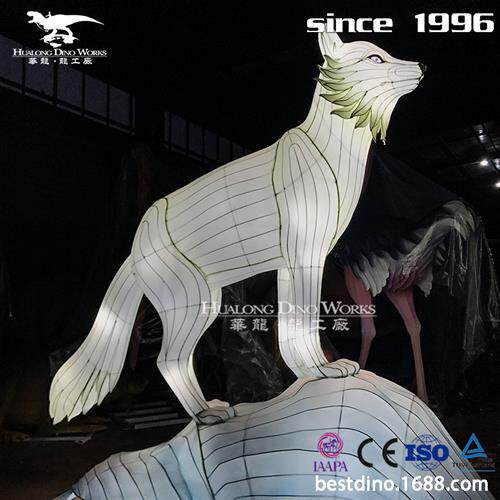 兔年新春彩灯新品动物北极狐大型彩灯制作工厂文化街区展览