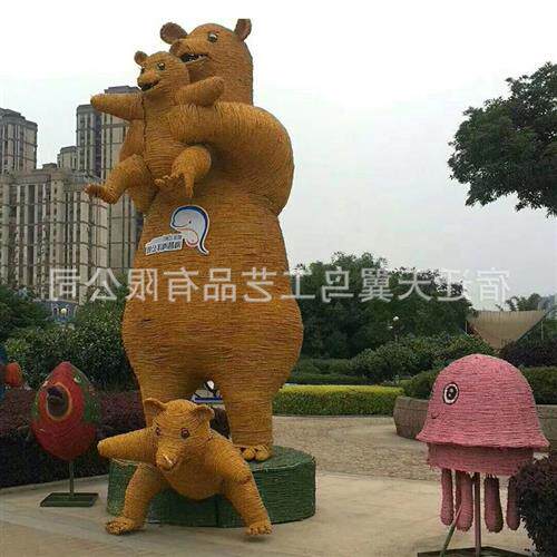厂家制作稻草人工艺品艺术节雕塑手工稻草卡通人物农耕防腐稻草人