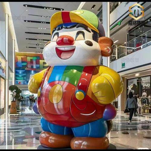 玻璃钢卡通雕塑公仔吉祥物IP人偶不锈钢广场景区景观美陈打卡摆件