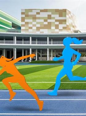 自行车跑步人物雕塑运动剪影不锈钢骑人景观金属摆件小区楼盘学校