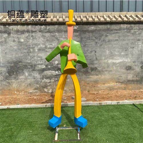 不锈钢抽象音乐人雕塑几何抽象人雕塑吹拉弹唱雕塑彩绘音乐人雕塑