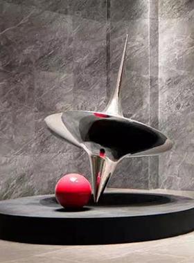 不锈钢圆球陀螺仪雕塑定制酒店大堂售楼部金属艺术工艺品摆件落地