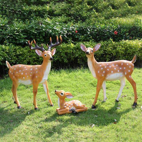 户外仿真梅花鹿雕塑动物玻璃钢摆件花园林景观小区庭院草坪鹿装饰