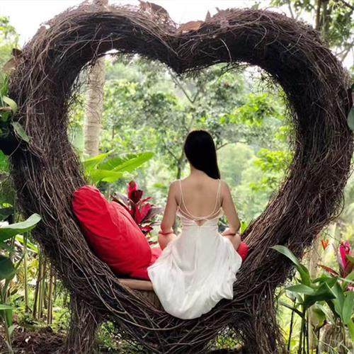 网红鸟巢吊椅户外海边沙滩秋千同款大型吊床爱心打卡鸟巢落地秋千