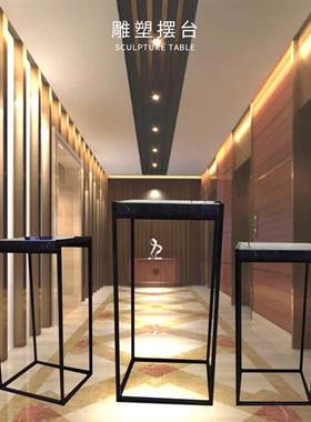 不锈钢加大理石底座台现代简约工艺摆件基座装饰门厅玄关落地雕塑