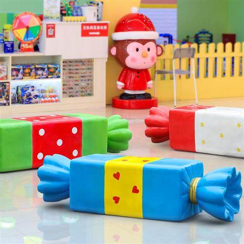 户外坐凳卡通糖果座椅雕塑休闲长椅玻璃钢摆件商场美陈幼儿园装饰