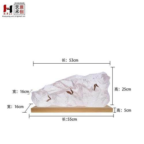 创意透明山石镶嵌落叶雕塑艺术品酒店样板房软装配饰抽象山水雕塑