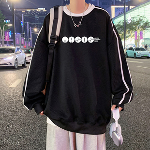 春秋季 上衣簡(jiǎn)約套頭打底內(nèi)搭 休閑潮流長(zhǎng)袖 寬松無(wú)帽圓領(lǐng)衛(wèi)衣男大碼
