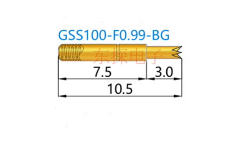 100MIL短针1.36*10.5mm测试探针GSS100-F.99-BG 直上四爪