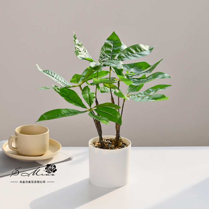 假花发财树绿植盆景人造