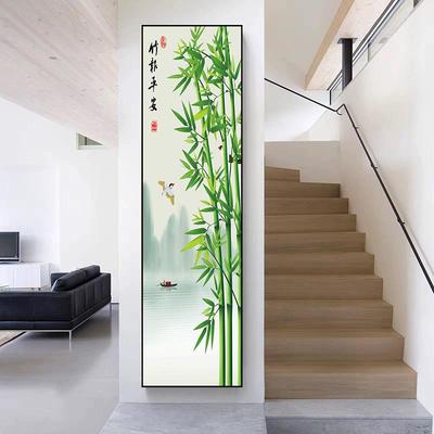 细长条玄关竹报平安走廊装饰画