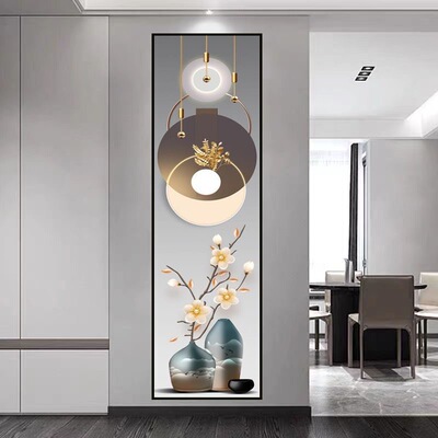 窄长条装饰画自粘贴画竖版走廊过道入户玄关墙面防水防潮遮丑壁画