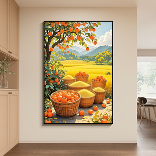 丰收田园图乡村田园风景画客厅卧室玄关自粘装饰墙贴五谷丰登贴画