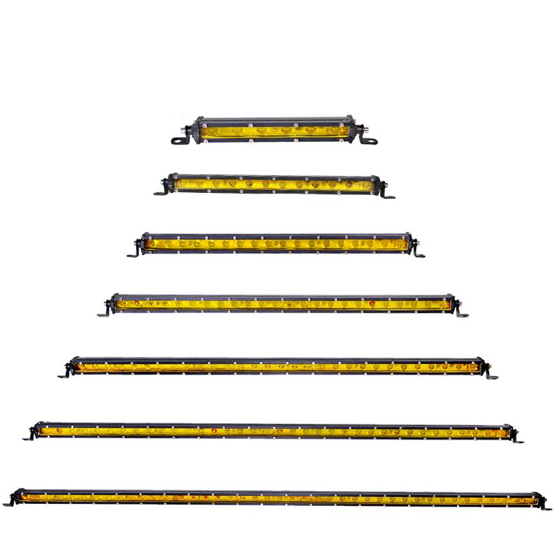 汽车LED长条射灯黄光12v强光单排灯24v货车中网改装灯车顶LED爆闪