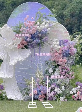 新款铁艺道具巨型蝴蝶骨架摆件