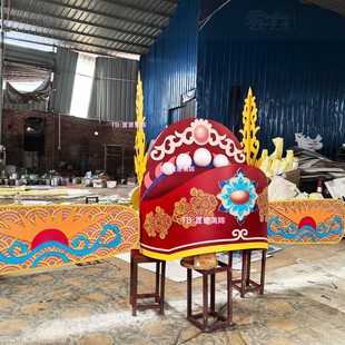 网红国潮凤冠大型戏剧道具博物馆户外景区美陈装置打卡艺术雕塑