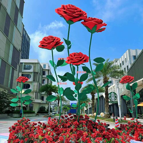 巨型玫瑰花高级感摆件520情人节婚礼商场造景打卡道具户外仿真花