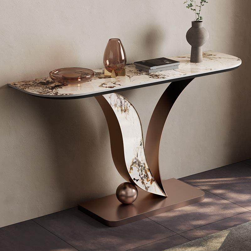 轻奢玄关台端景柜超窄门厅入户玄关桌子现代简约设计师岩板条案几