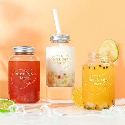 一次性带盖明奶QSQ茶 50l0m冷透泡饮料分装 料塑pet果汁胖胖子