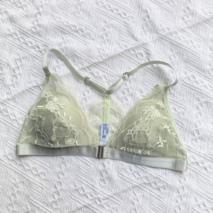 前扣三角杯文胸性感薄款蕾丝花边美背聚拢无钢圈夏季透气女士内衣