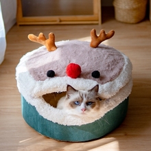 圣诞毛毡猫窝室内帐篷式 冬季 封闭式 猫窝保暖四季 通用幼猫猫屋 正品