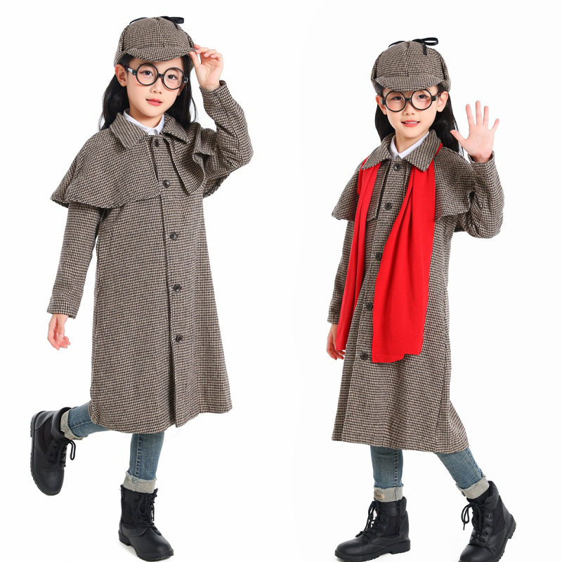 万圣节儿童成人神探夏洛克福尔摩斯cosplay侦探角色扮演演出服装