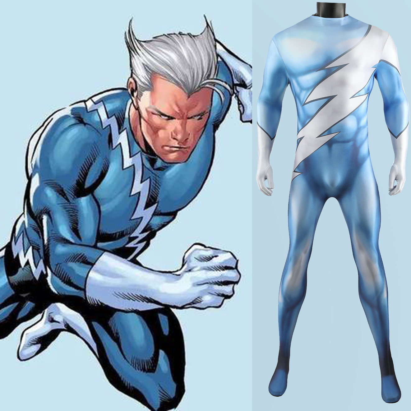 漫威超级英雄快银Cosplay紧身衣QuickSilver