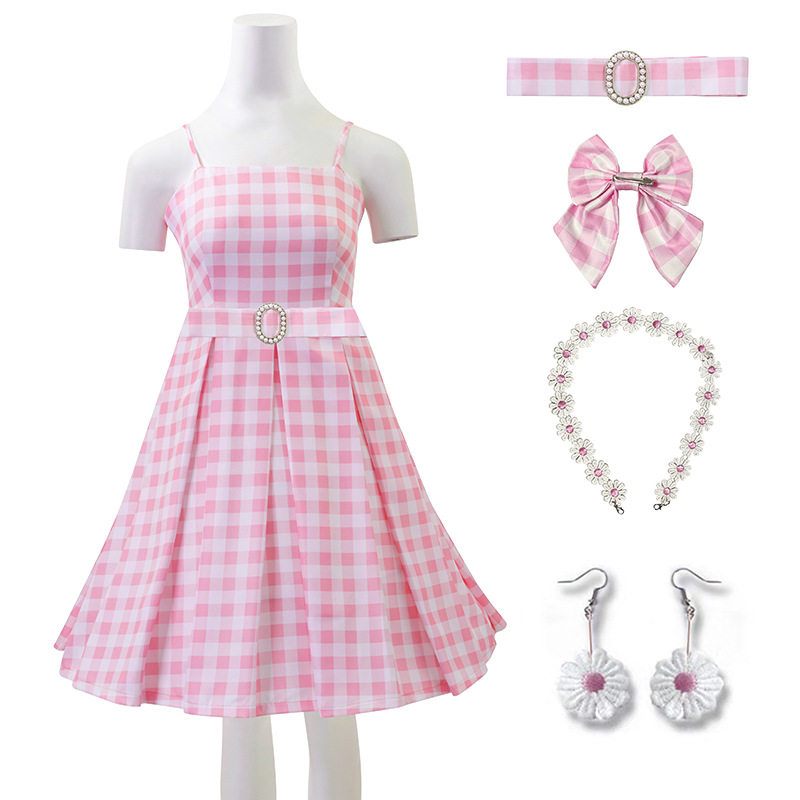 barbie芭比肯尼套装cos服肯尼沙滩 粉色连衣裙cosplay服装全套