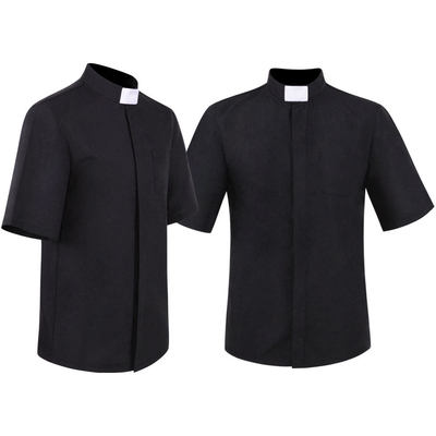 万圣节新款传教士角色扮演衬衣 牧师神父cosplay短袖黑色衬衣现货