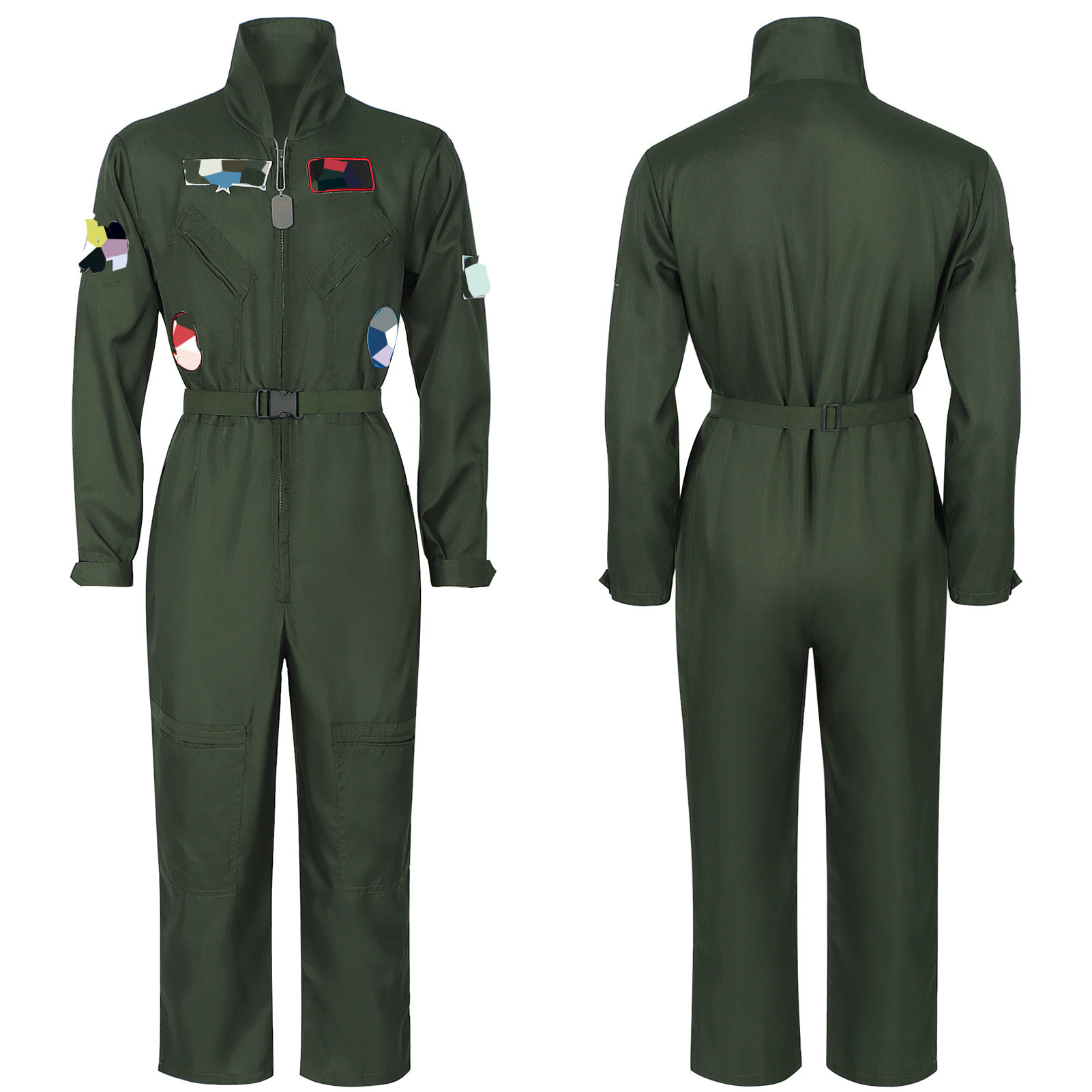 跨境新品成人飞行员服军绿制服万圣节连体衣cosplay儿童舞台表演