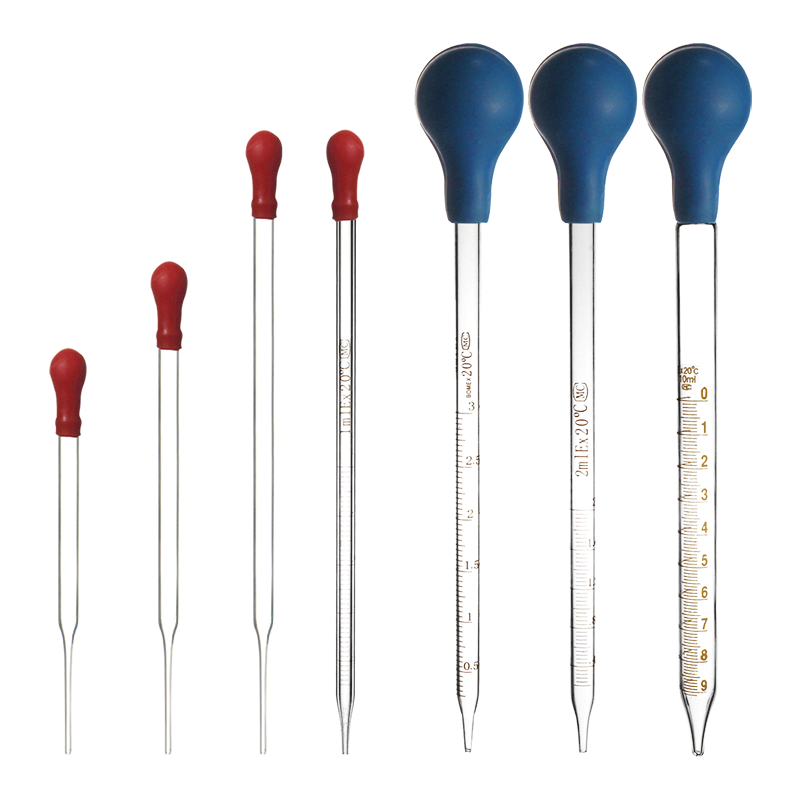 玻璃滴管吸管胶头带刻度/无刻度带红皮头胶帽蓝球头1ml/2ml/3ml/5