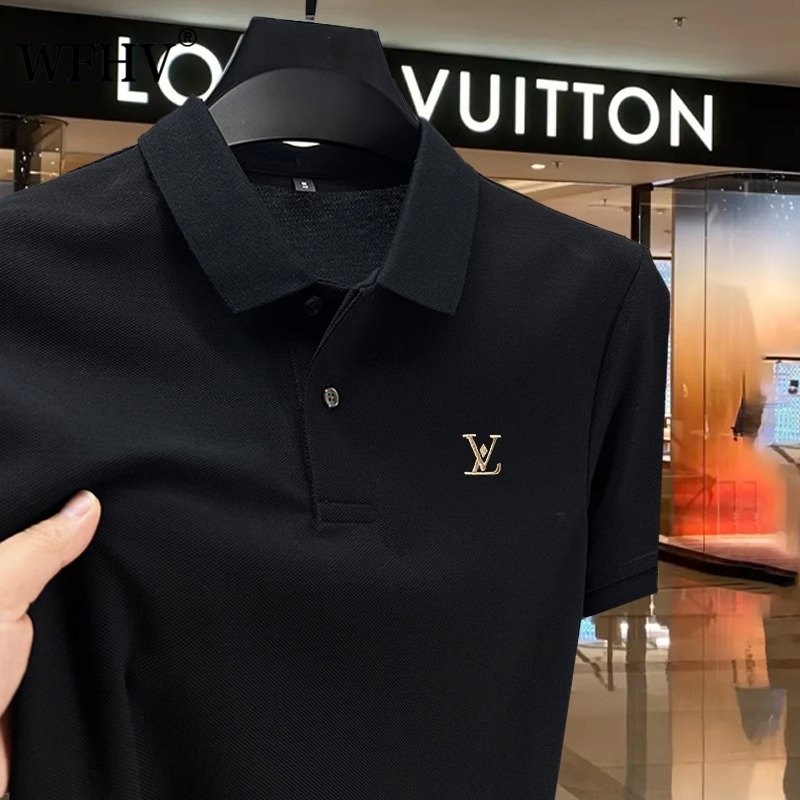 短袖男t恤2025新款夏中年轻奢商务polo衫休闲高端刺绣宽松上衣