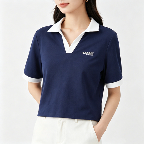 Capelli Sport 正肩Polo领V领翻领短袖T恤通勤女夏季休闲百搭半袖