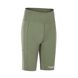 跑步压缩运动侧边口袋短裤 Capelli Sport磨毛裸感提臀四分瑜伽裤